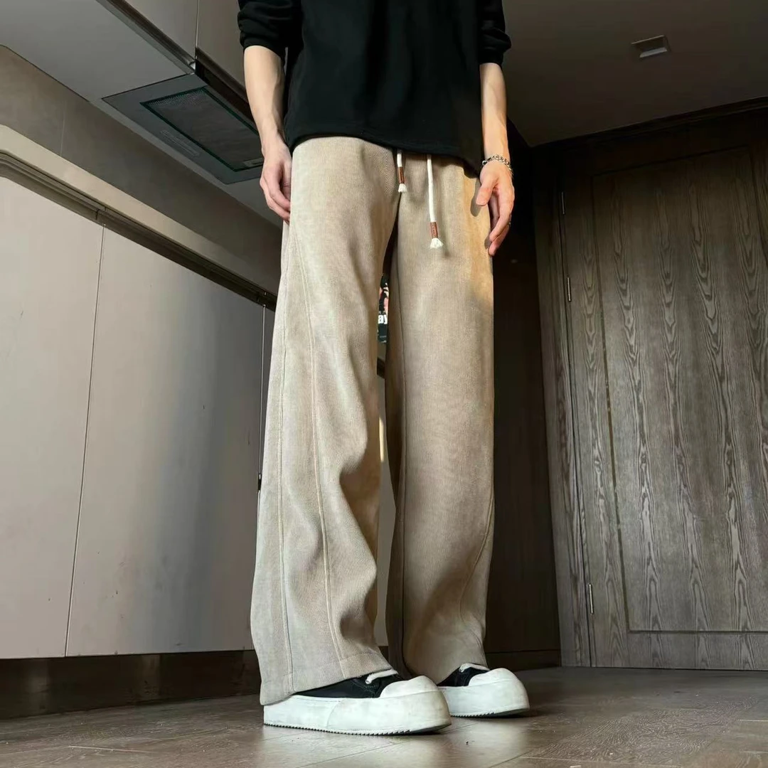 【阿叔专属】冬季雪尼尔加厚裤子百搭宽松直筒加绒卫裤休闲裤9238