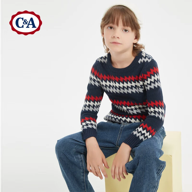 C&A儿童波浪花纹针织毛衣春秋冬款毛衣