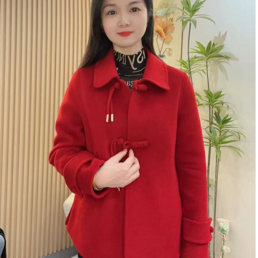 【海媚优选】冬季新款时尚百搭气质短款双面呢外套