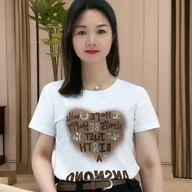 【海媚优选】春夏季新款时尚百搭圆领T恤（爱心图案）