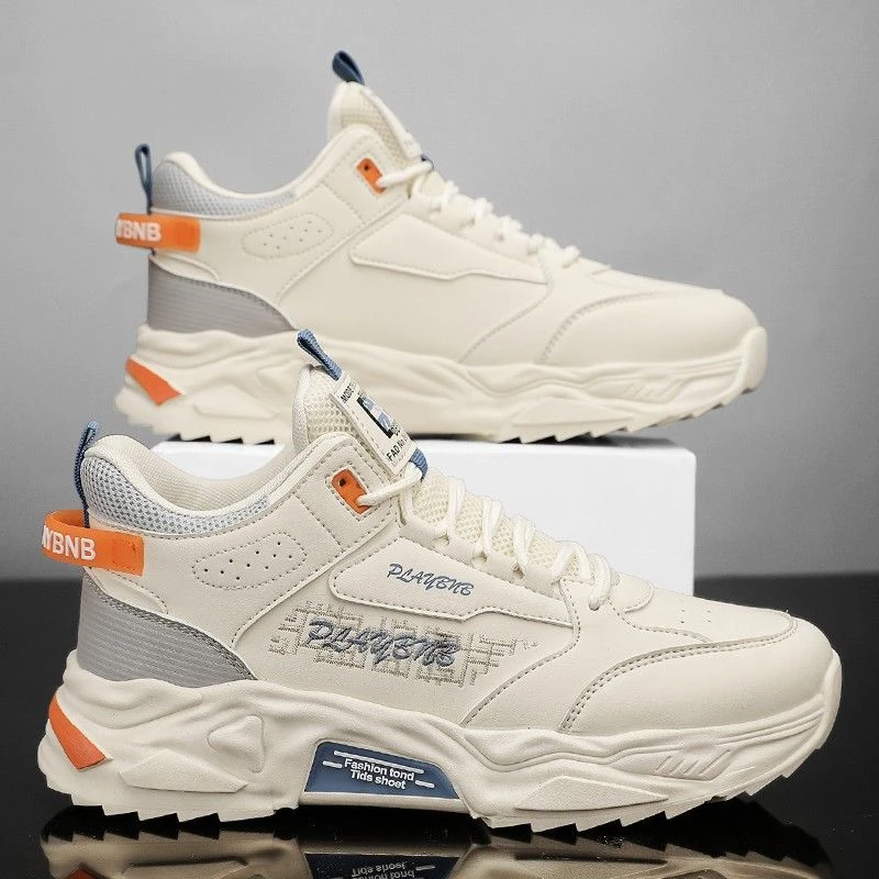 2024高帮男鞋新款防滑厚底百搭休闲跑步运动鞋增高老爹鞋