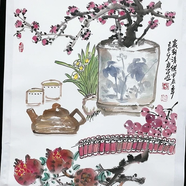 绘画四尺三开作品