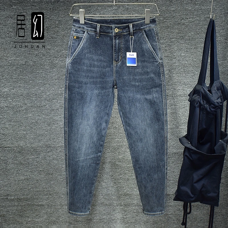 居幻秋冬款九分牛仔裤男小脚哈伦锥形萝卜裤设计潮流加绒保暖时尚