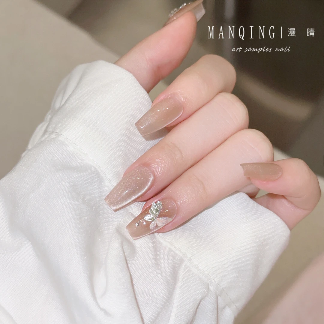 【含香蝶】仙女款轻奢仙气款玫瑰金色细腻猫眼百搭款纯手工穿戴甲