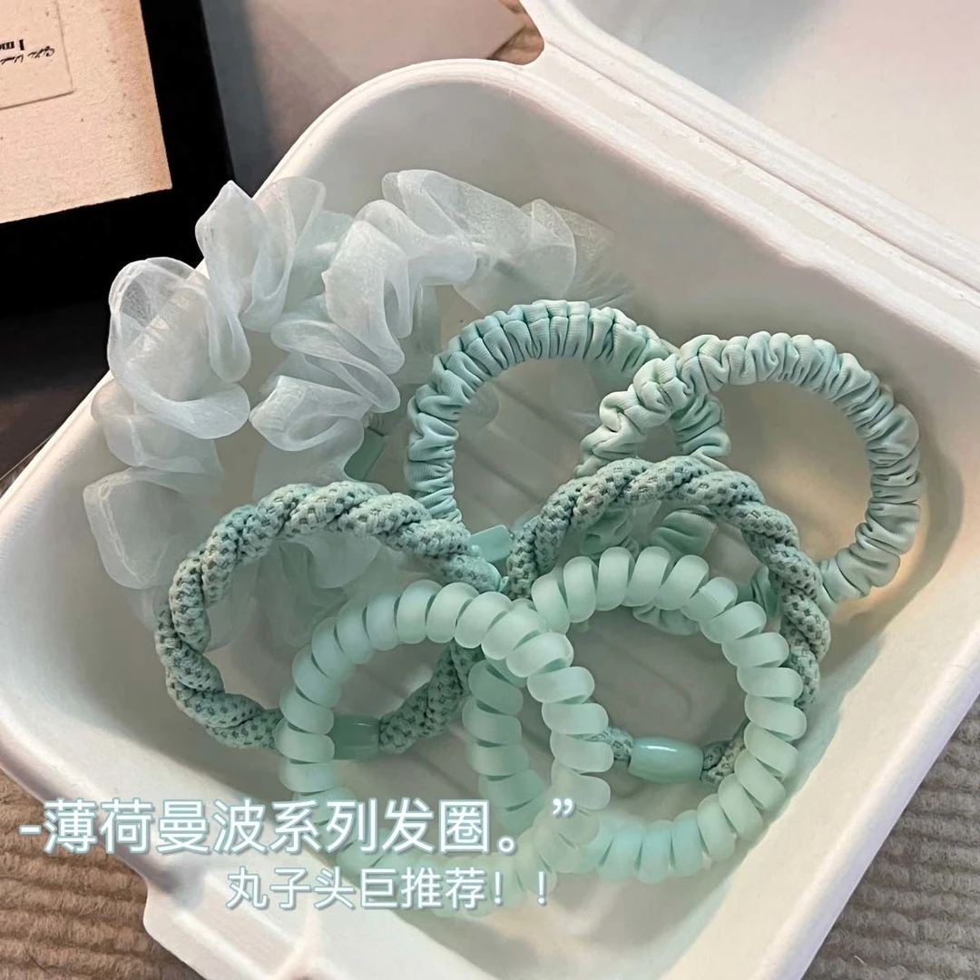 甜美电话线发饰发绳可爱百搭高弹力高马尾蝴蝶结头饰无痕潮款加YQ