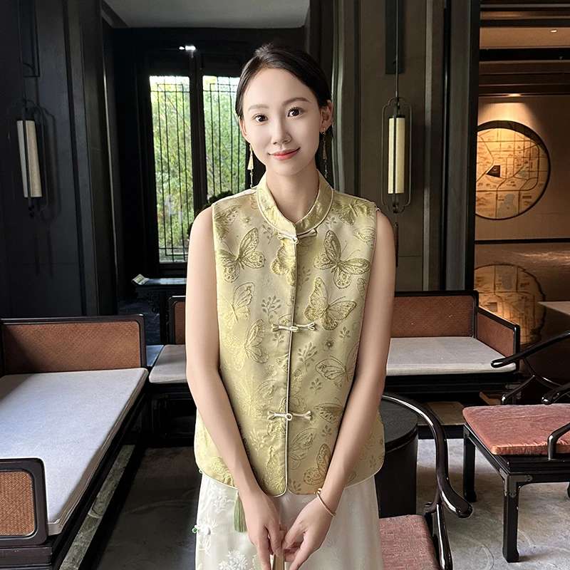 【金蝶】复古新中式中国风民族风无袖上衣气质时尚百搭马夹立领马甲