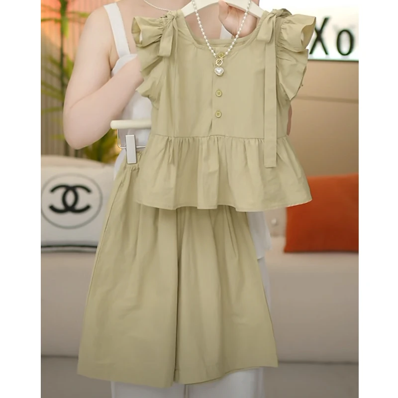 女童2024夏季新款韩版洋气甜美中大童时尚两件套儿童休闲气质套装