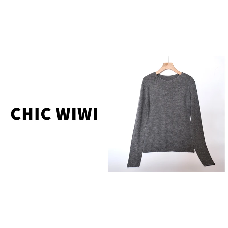 @CHIC WIWI人字纹羊毛衫德国扬子纱可机洗针织衫上衣ZY027388