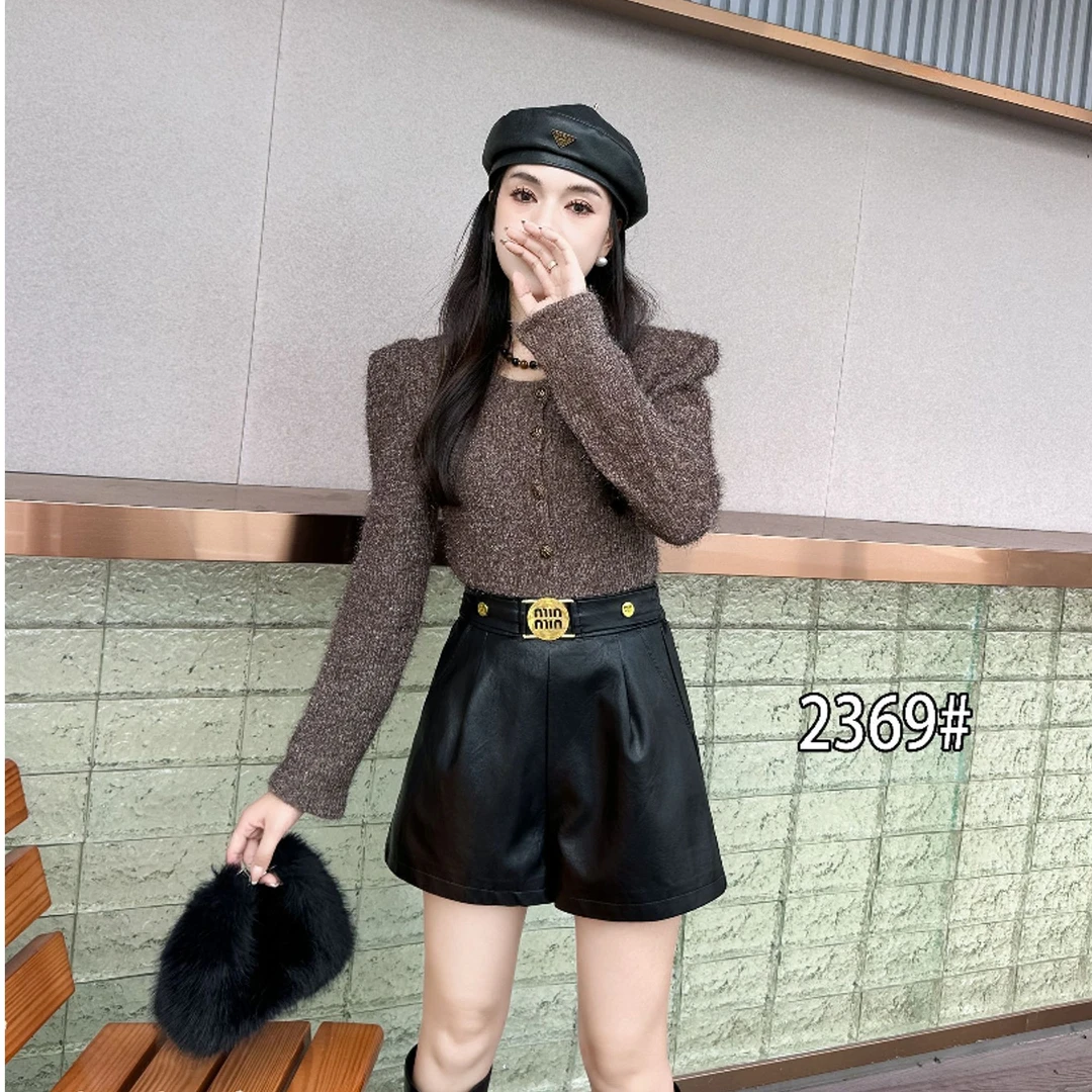 纯色高腰宽松靴裤皮裤2024秋季新款韩版百搭休闲a字短裤阔腿裤