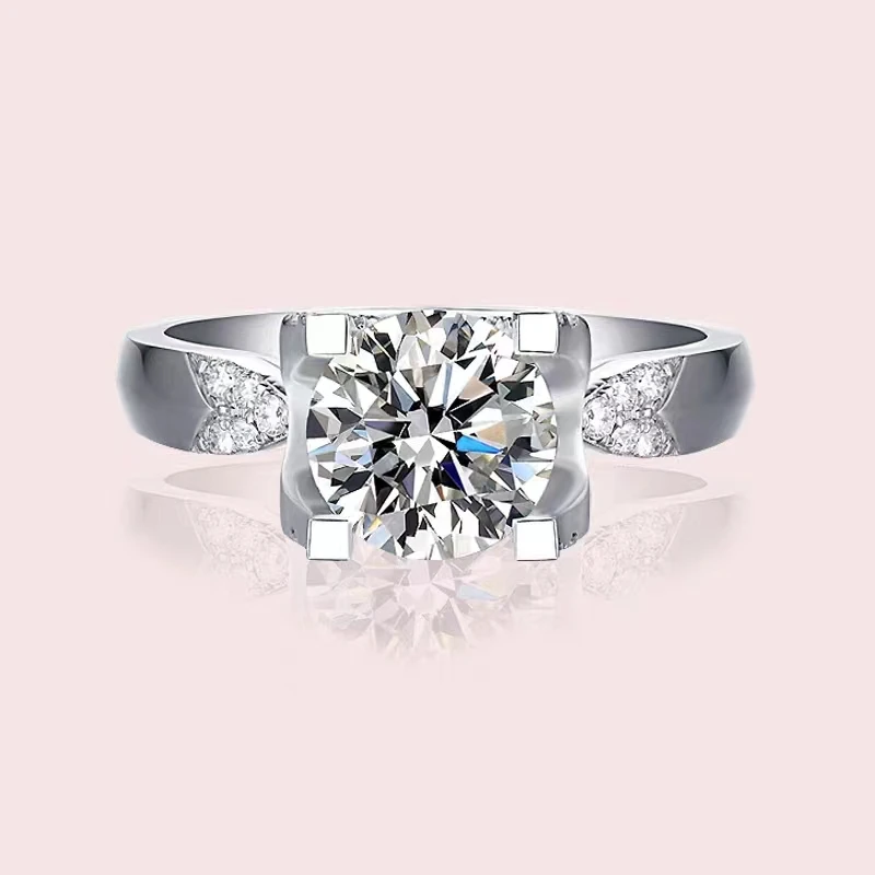 925银莫桑石戒指 【燕尾牛头】0.5-3克拉情侣对戒婚戒时尚经典结婚