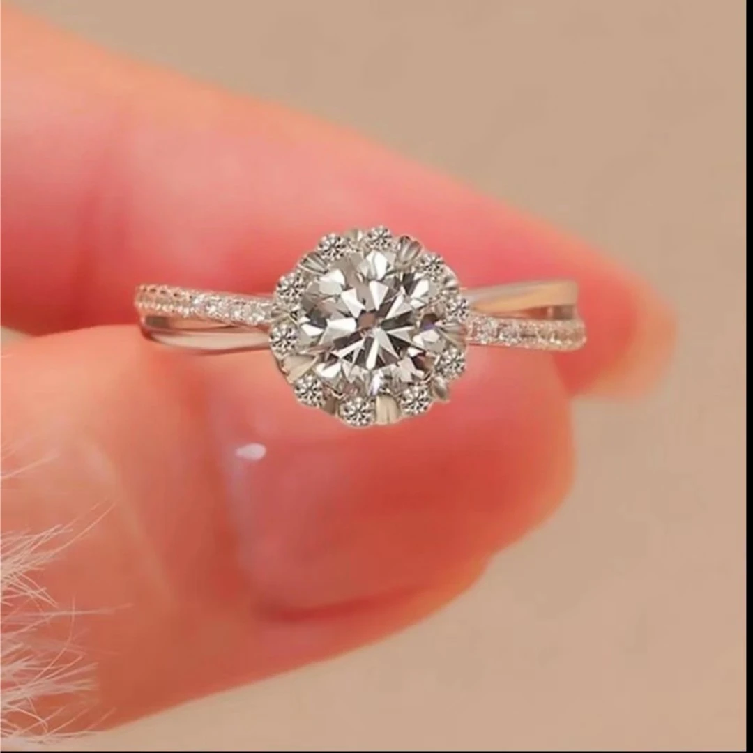 925银莫桑石戒指 【灿若星辰】1克拉情侣对戒婚戒镶嵌结婚时尚经典