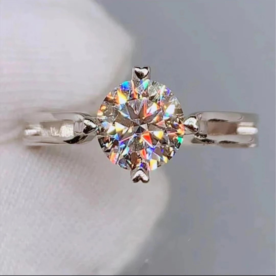 925银莫桑石戒指 【光年女戒】1-2克拉高品质莫桑钻时尚对戒婚戒