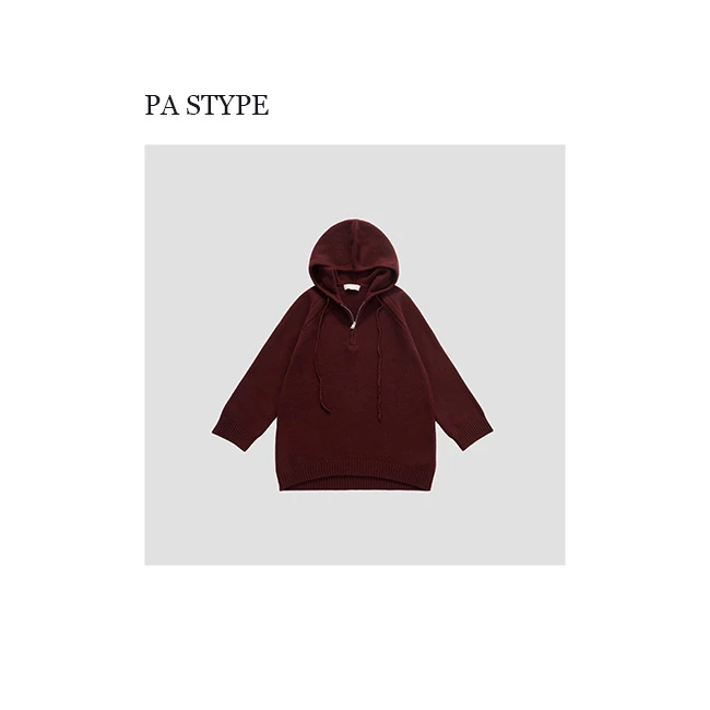 【减龄】100羊毛连帽一手长套头毛衣 24132