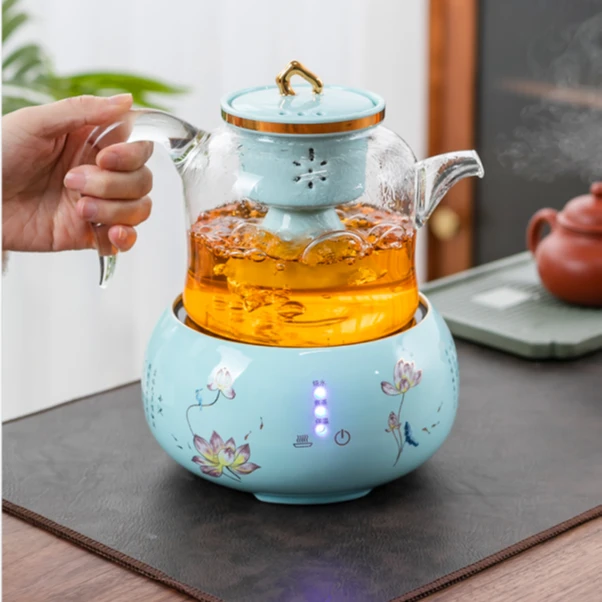 唐煮·小型家用荷花蒸茶套组全自动多功能保温茶具煮茶器玻璃壶