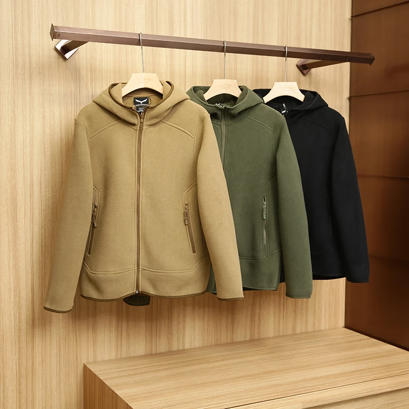 【断码福利】出口单 秋冬情侣款美式户外连帽休闲抓绒外套Y008-034