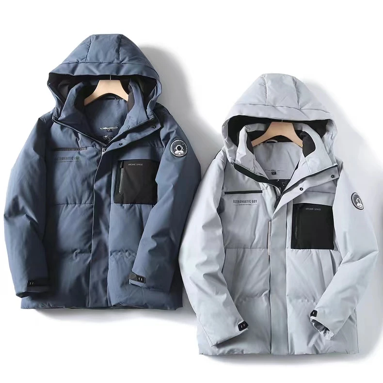 【李生严选】冬季男士羽绒服连帽休闲保暖短款鹅绒服外套A494-016A