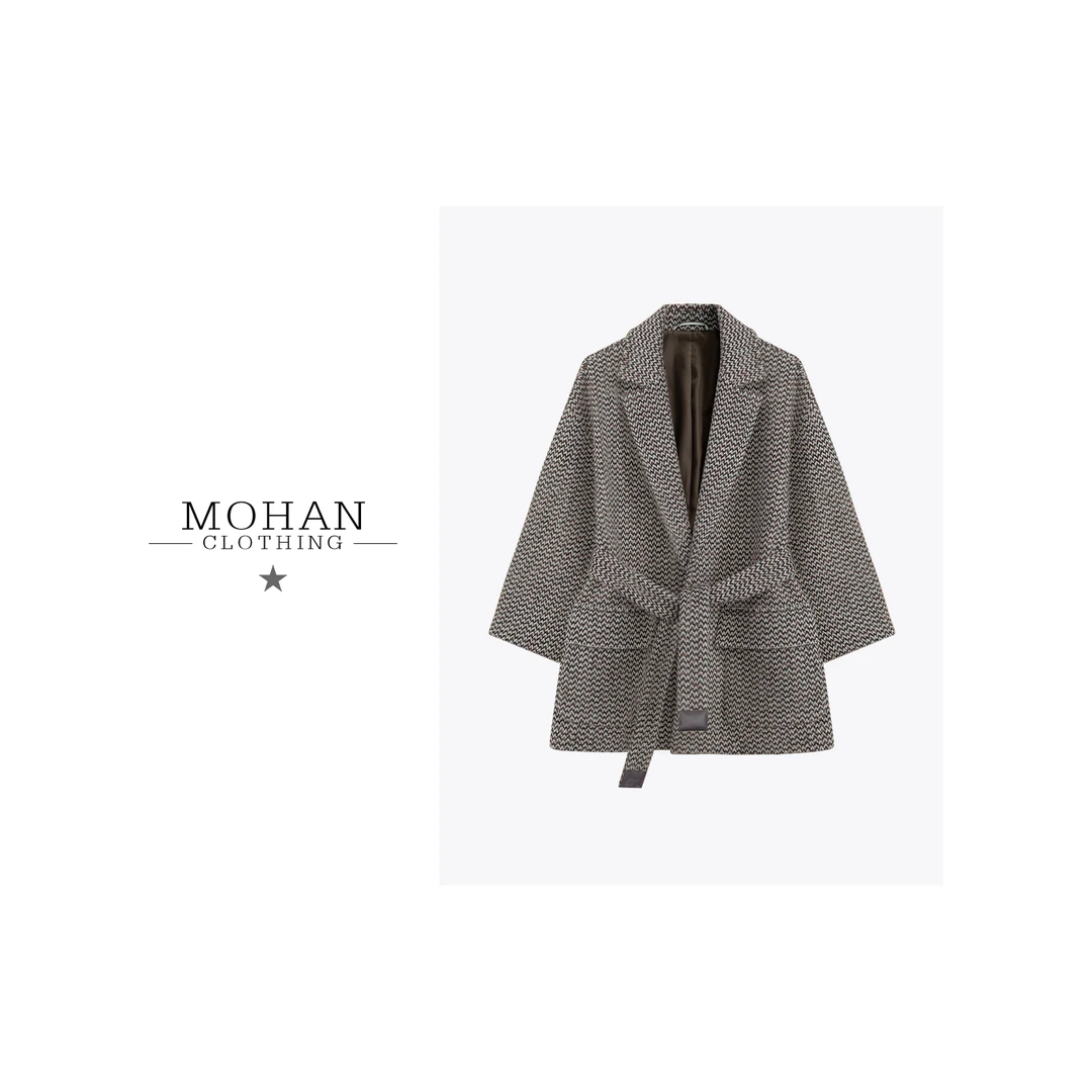 CLOTHING/墨含高奢时尚气质贵气舒适百搭羊毛桑蚕丝大衣LL-23017