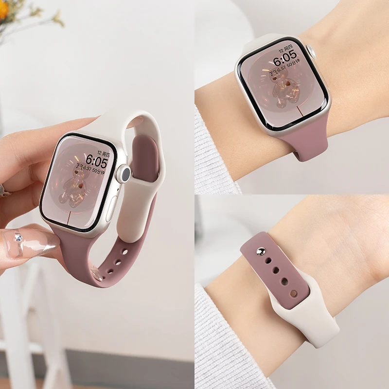 适用applewatch11表带iwatchS10苹果手表9小蛮腰8运动7硅胶SE表带