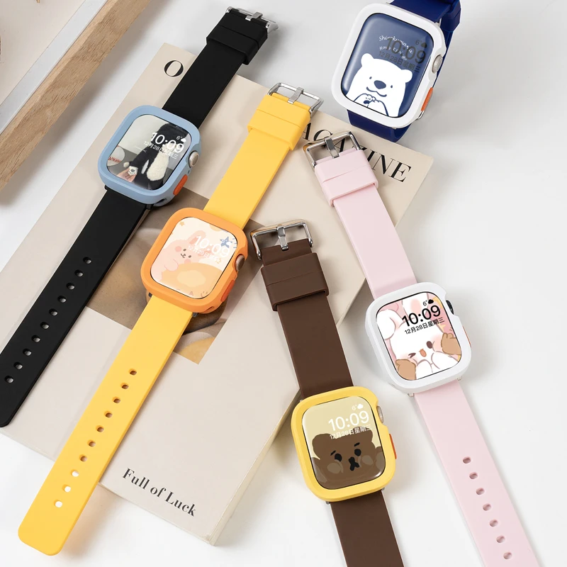 适用苹果S10手表iwatch9创意硅胶表带applewatch可爱SE个性运动