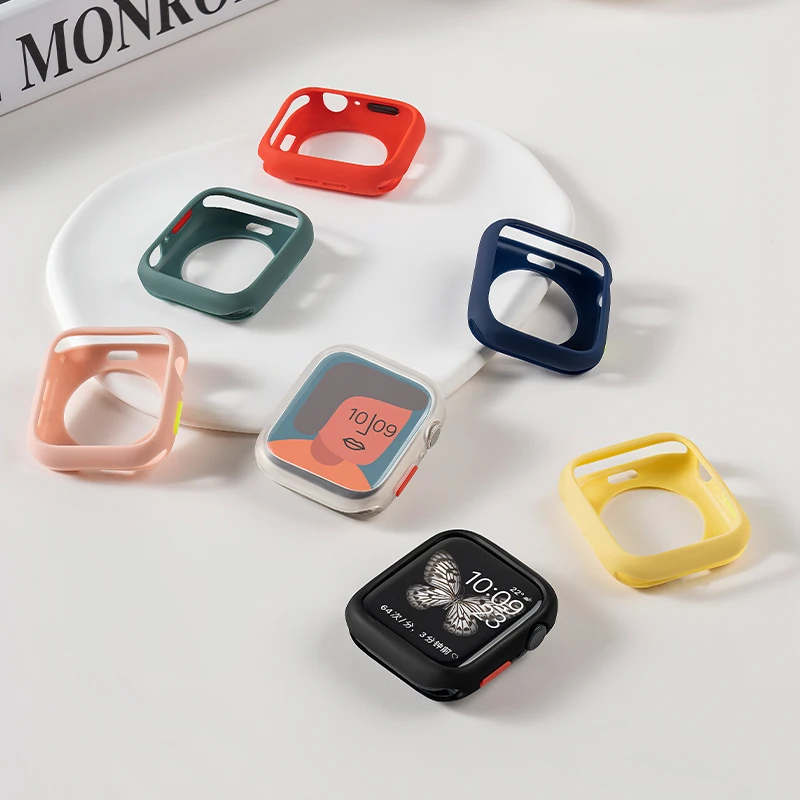 适用applewatch9苹果S10手表保护壳iwatch8表壳SE硅胶保护壳7软壳