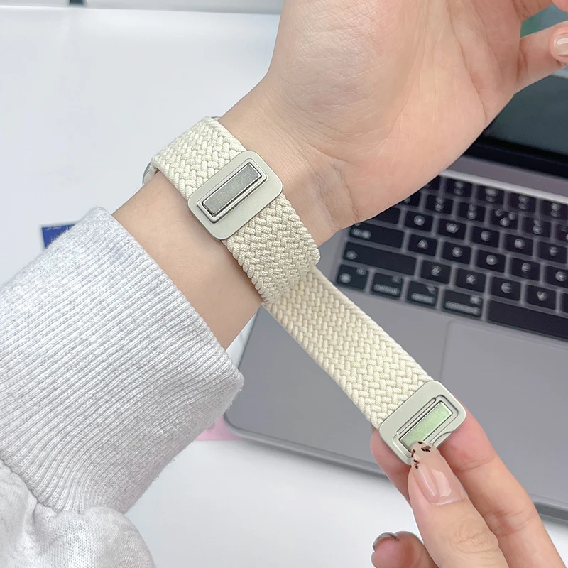 适用iwatch表带苹果S10手表applewatch9/8/7尼龙编织表带磁吸运动