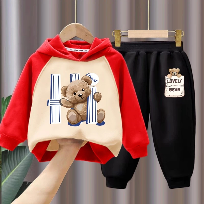2024儿童春秋套装洋气女童卫衣连帽上衣男童婴儿小童两件套加厚