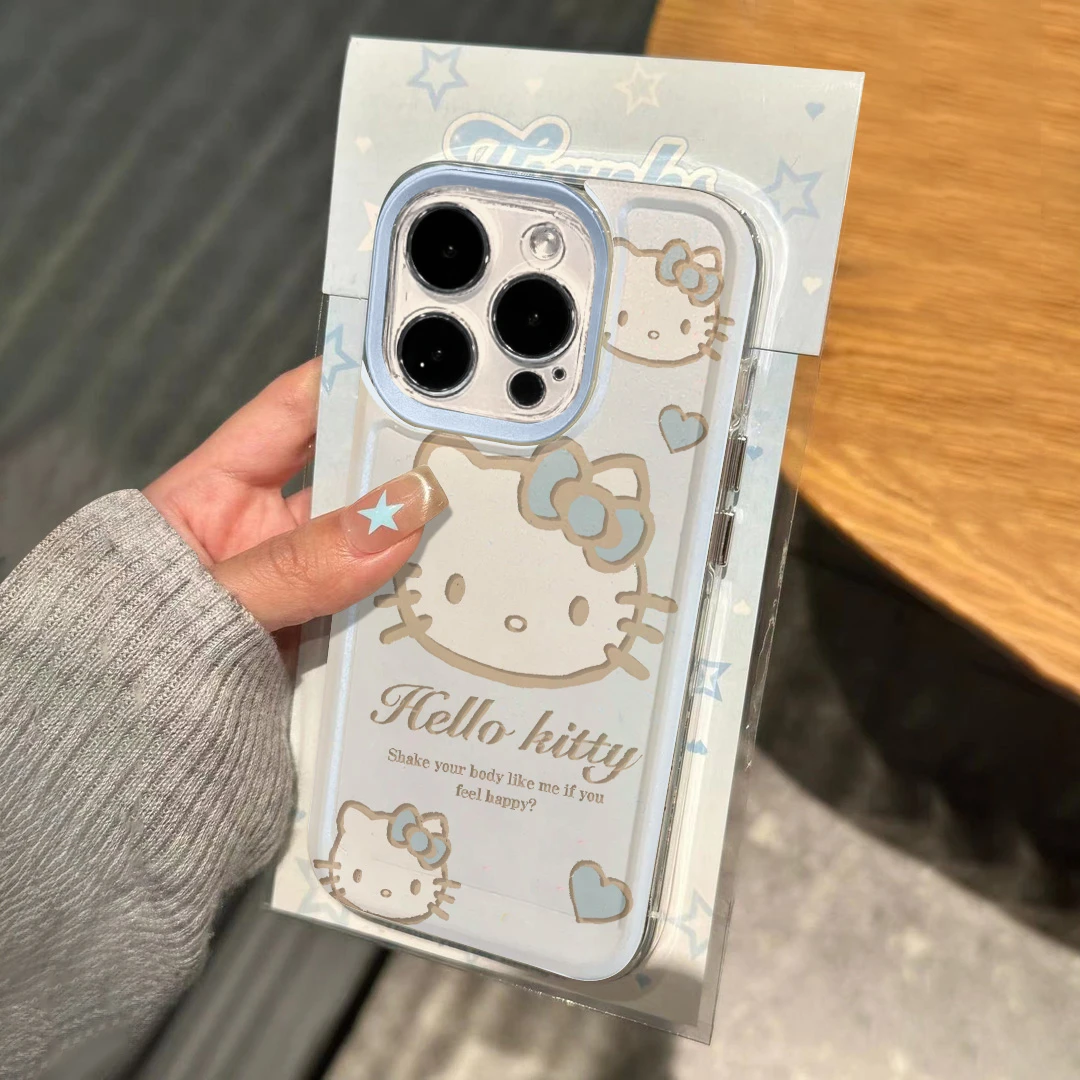 淡蓝风凯蒂猫适用华为vivo小米oppo荣耀苹果15手机壳iPhone13软14
