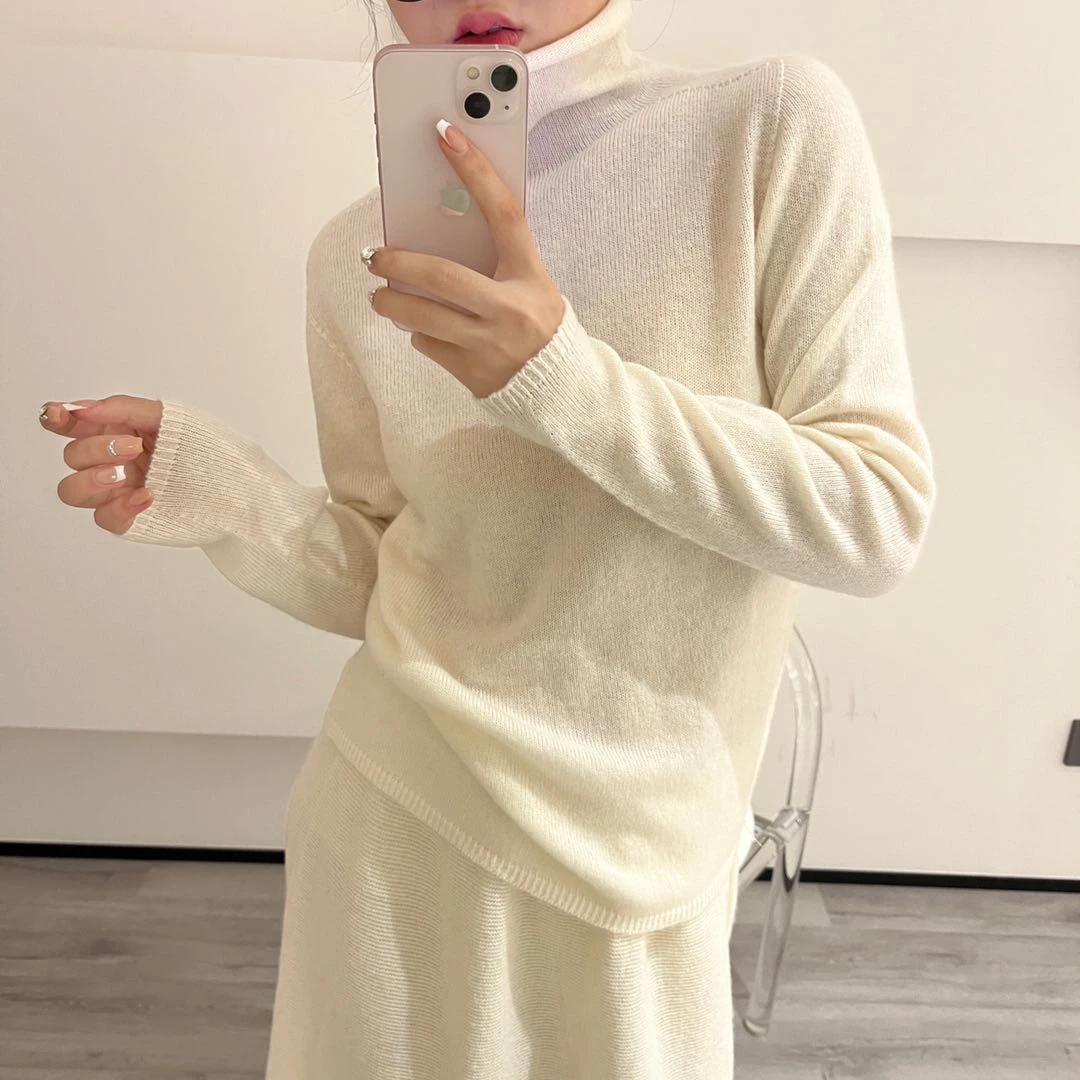 【COCO MARKIE 】冬季新款100棉羊毛素版百搭高领棉羊毛打底衫C0098