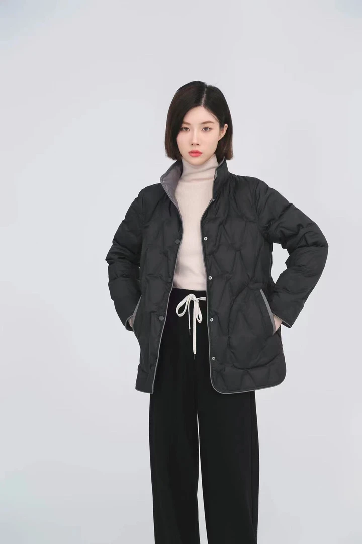 【COCO MARKIE】罗绮文秀丨韩版时尚薄款立领双面穿短款羽绒服8302