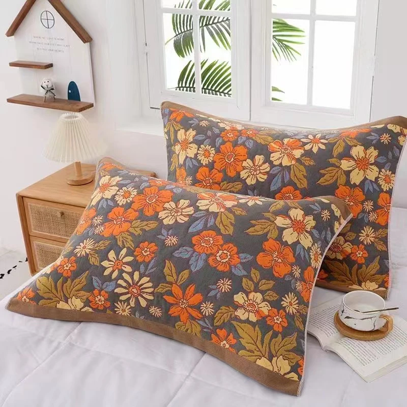 52*78一对装纱布枕巾全棉单人北欧式简约吸汗透气枕头盖巾柔软