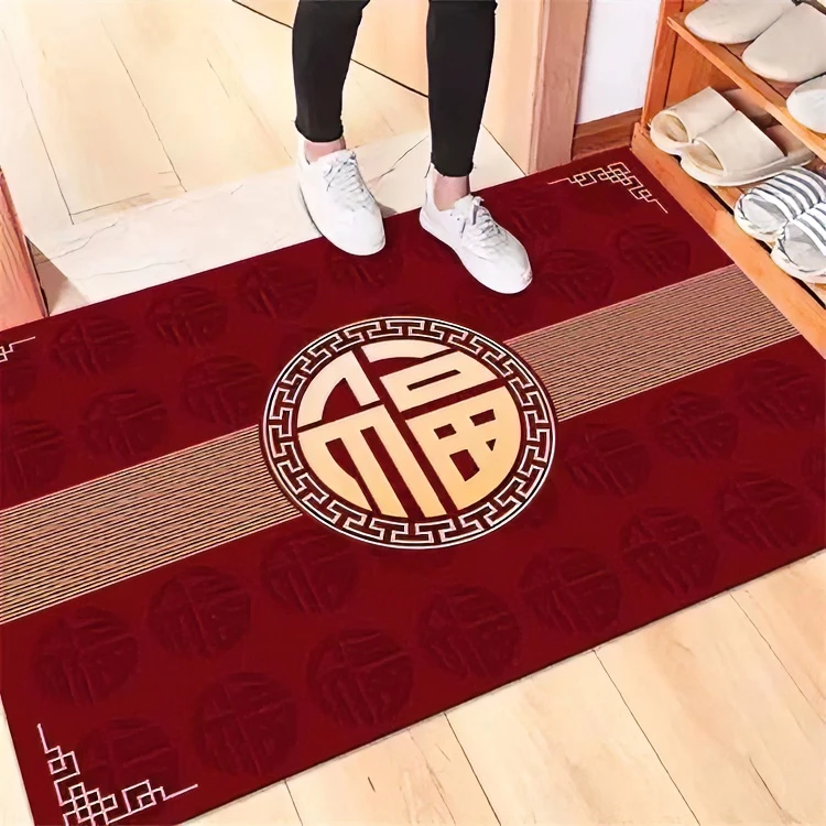 70*100厘米喜庆红门垫家用入户蹭脚垫地毯门厅防滑地垫