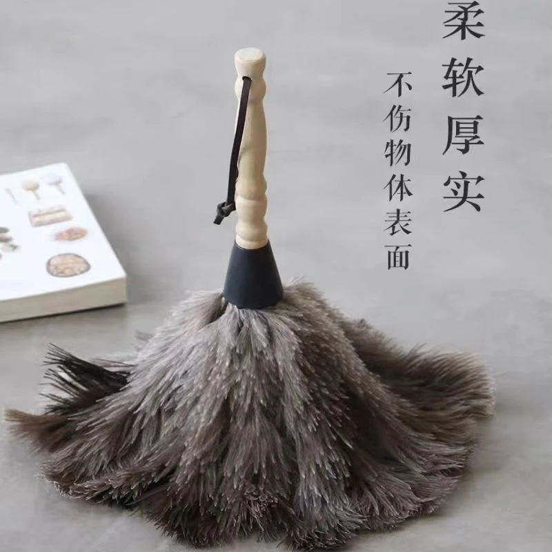 掸子家用不易掉毛除尘神器吸尘除尘掸子鸵鸟毛禅扫灰摆件