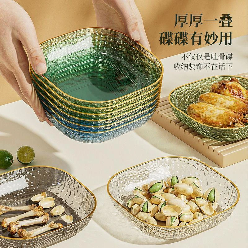吐骨头盘碟家用食品级餐桌垃圾盘碟高端新款吐骨碟加厚盘子碟子