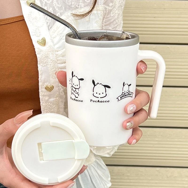 ins高颜值304不锈钢双层咖啡杯防摔隔热牛奶杯情侣水杯带盖随手杯