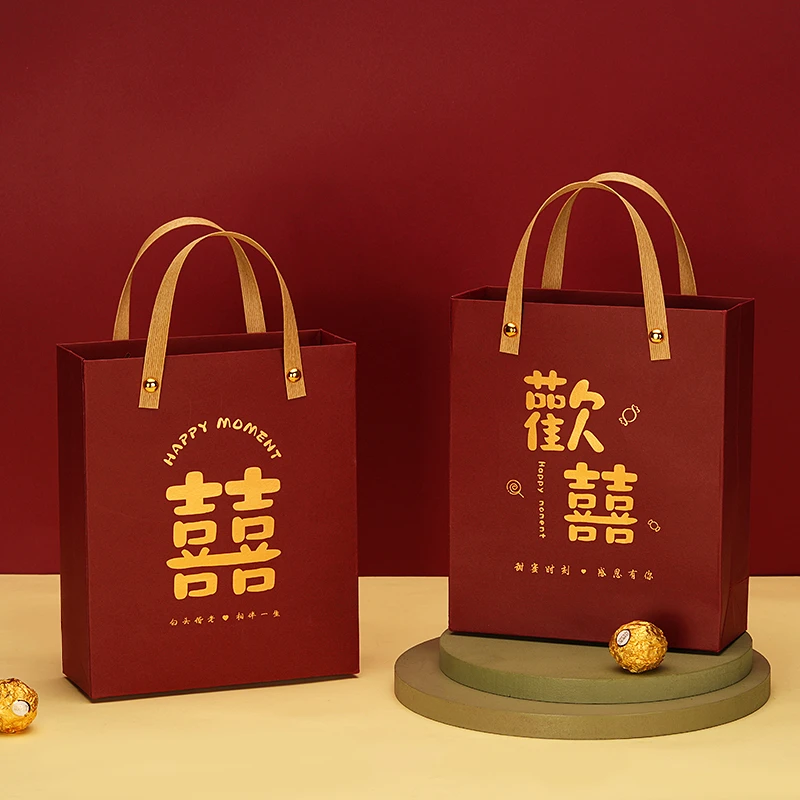 新款结婚手提袋喜糖袋子婚礼回礼盒空盒礼袋伴手礼品盒伴娘装礼物