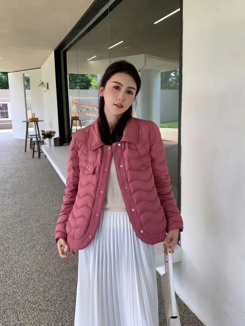 鑫鑫家 轻薄小香风波浪纹90%新标白鸭绒”羽绒服3006 显瘦百搭