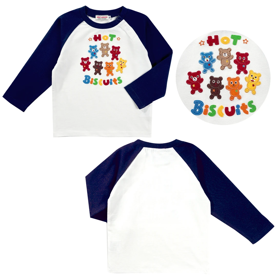 BW2398七熊贴布刺绣斜肩拼色长袖