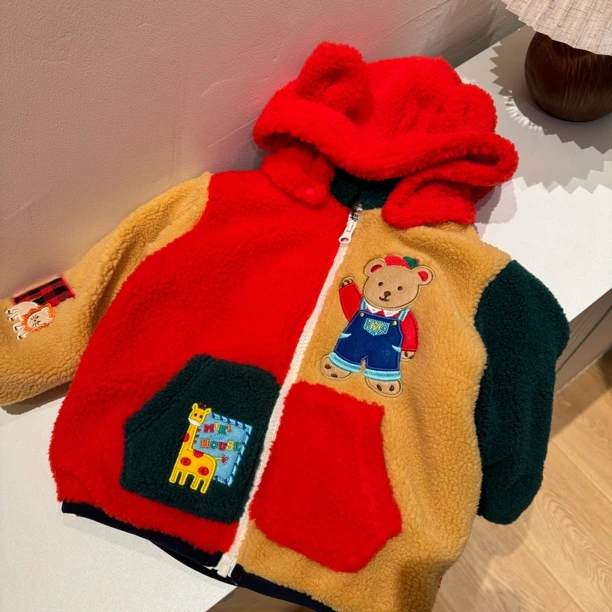【思元定制】24311儿童熊爷爷小鹿拼色外套