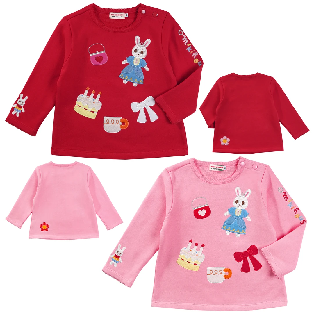 BW23106毛圈生日公主小兔重工刺袖卫衣