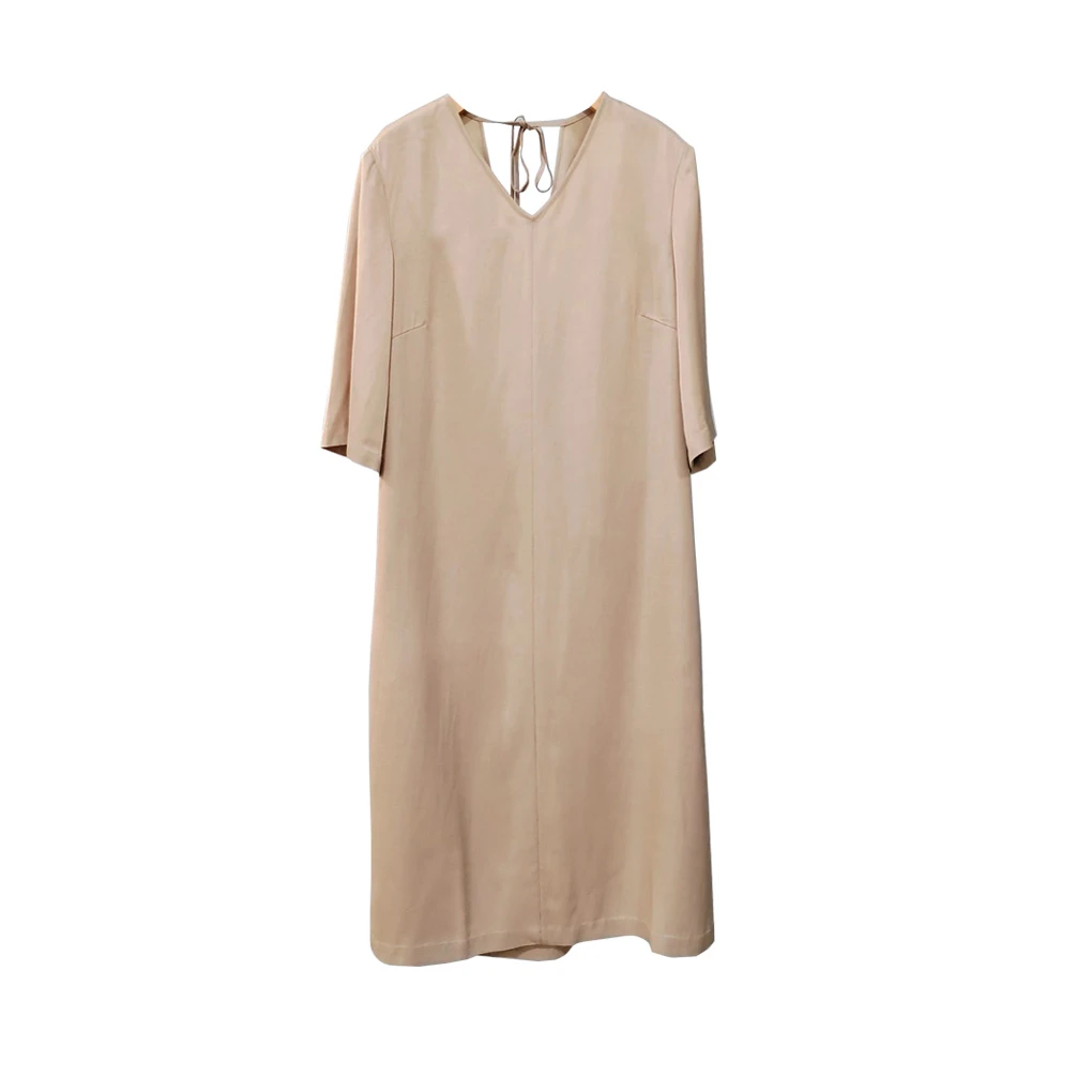 【全姐独立设计】裸色醋酸微廓形解构连衣裙LYQ22A119