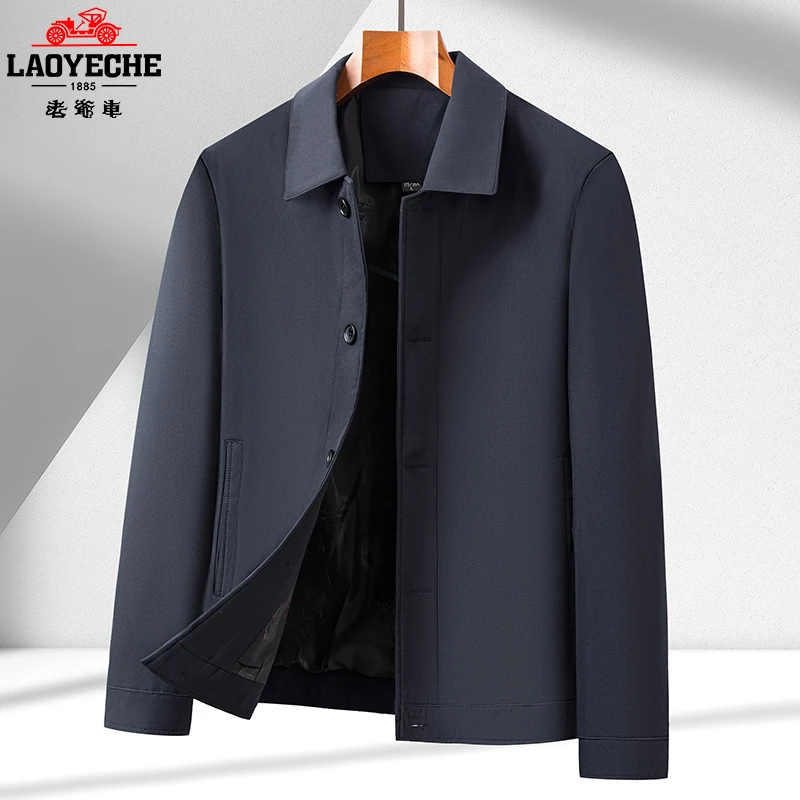 老爷车休闲男外套中老年人商务宽松爸爸夹克爷爷男士秋装行政褂子
