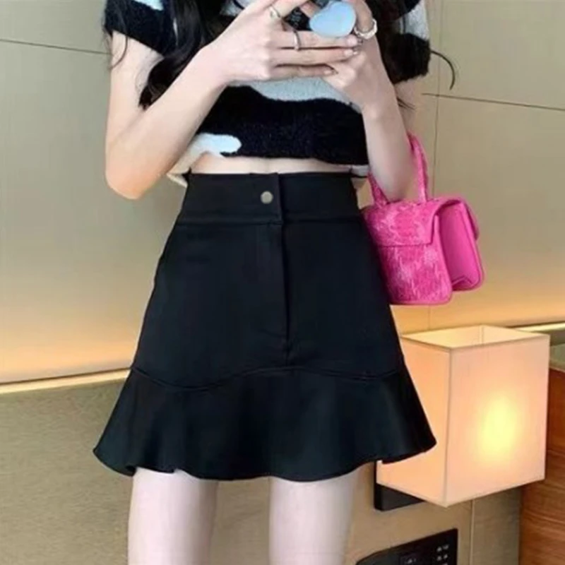 【夏日约会】6183微胖mm高腰牛仔半裙显腿长比例不挑身材减龄半身裙