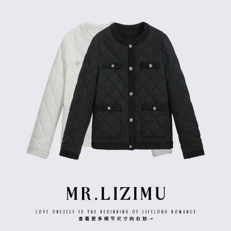 李子木小香棉服2023冬季新款时尚设计感金属扣加厚棉衣外套B8203