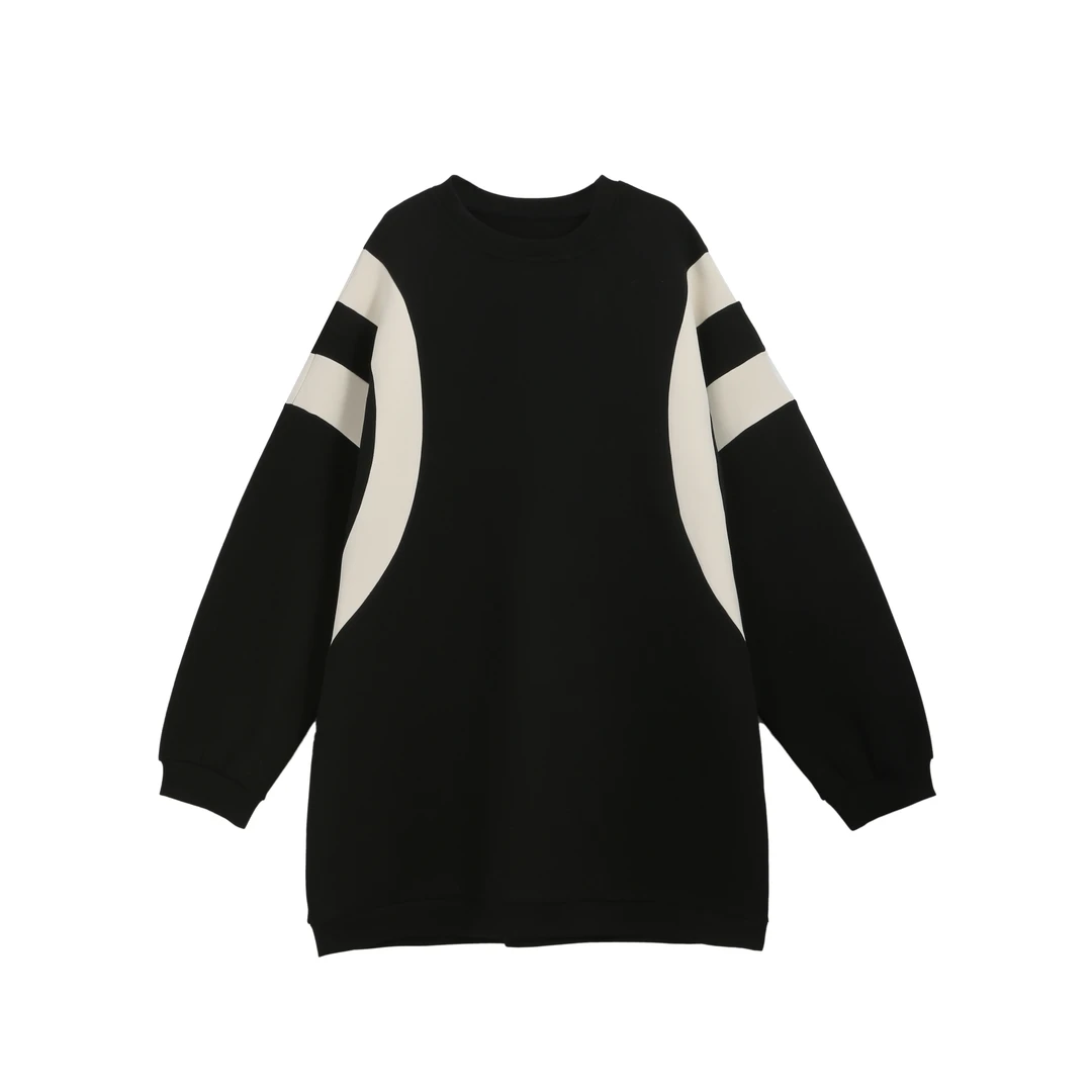 李子木撞色拼接卫衣2023秋冬新款宽松显瘦圆领百搭上衣女B8008