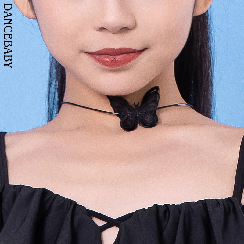 Dancebaby拉丁舞服2024新款舞蹈配饰项链小蝴蝶项链女童拉丁配饰