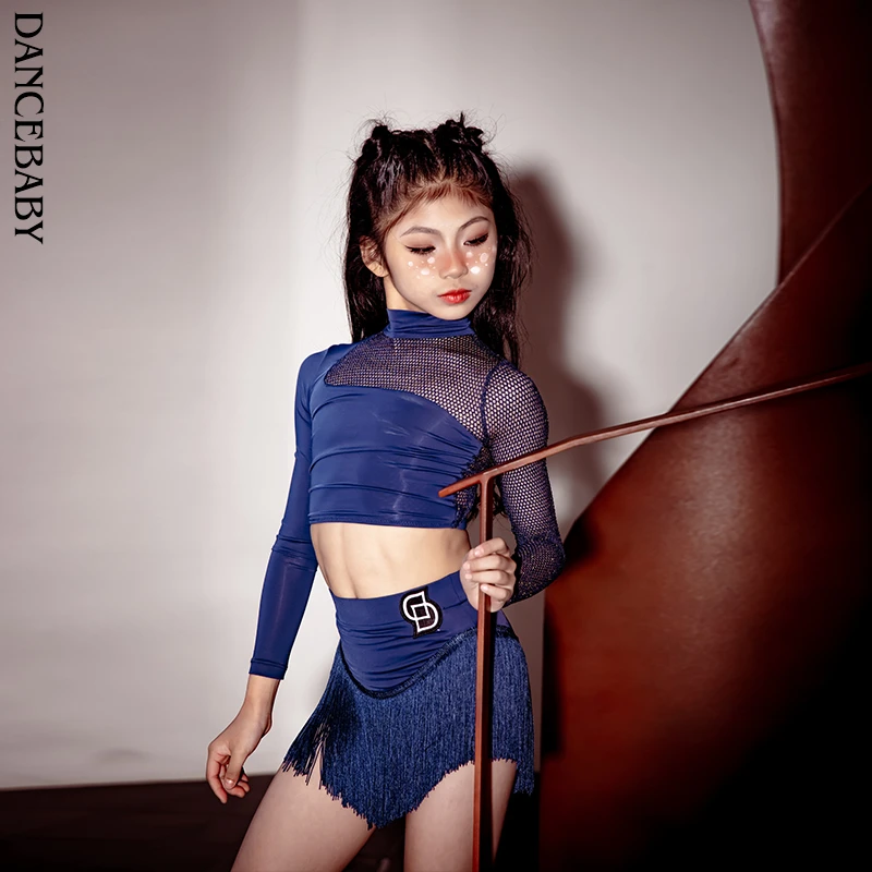 Dancebaby拉丁舞舞衣女2024新款国标舞儿童百搭上衣DAS652X套装