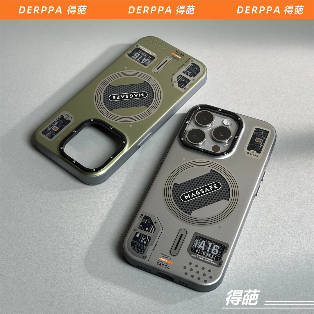 得葩潮酷科技风苹果16promax磁吸手机壳iPhone15磨砂保护套14/13