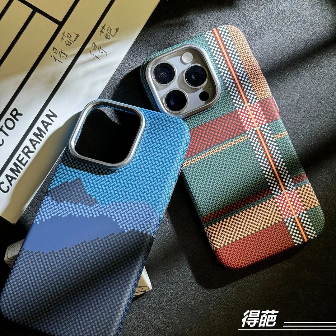 得葩小众碳纤纹理适用苹果16promax磁吸手机壳iPhone14/15超薄13