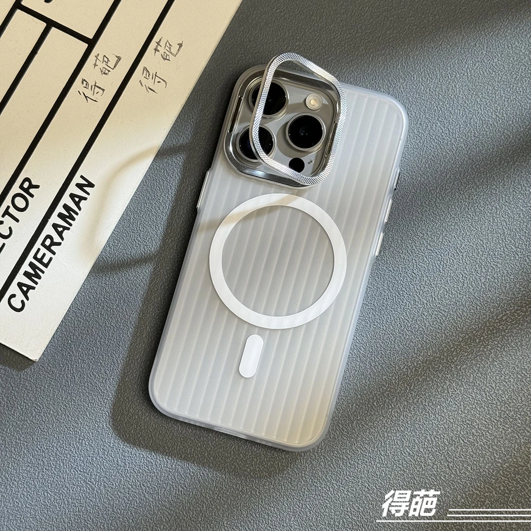 新款光栅纹镜头支架苹果15promax磁吸手机壳iPhone14pro保护套13