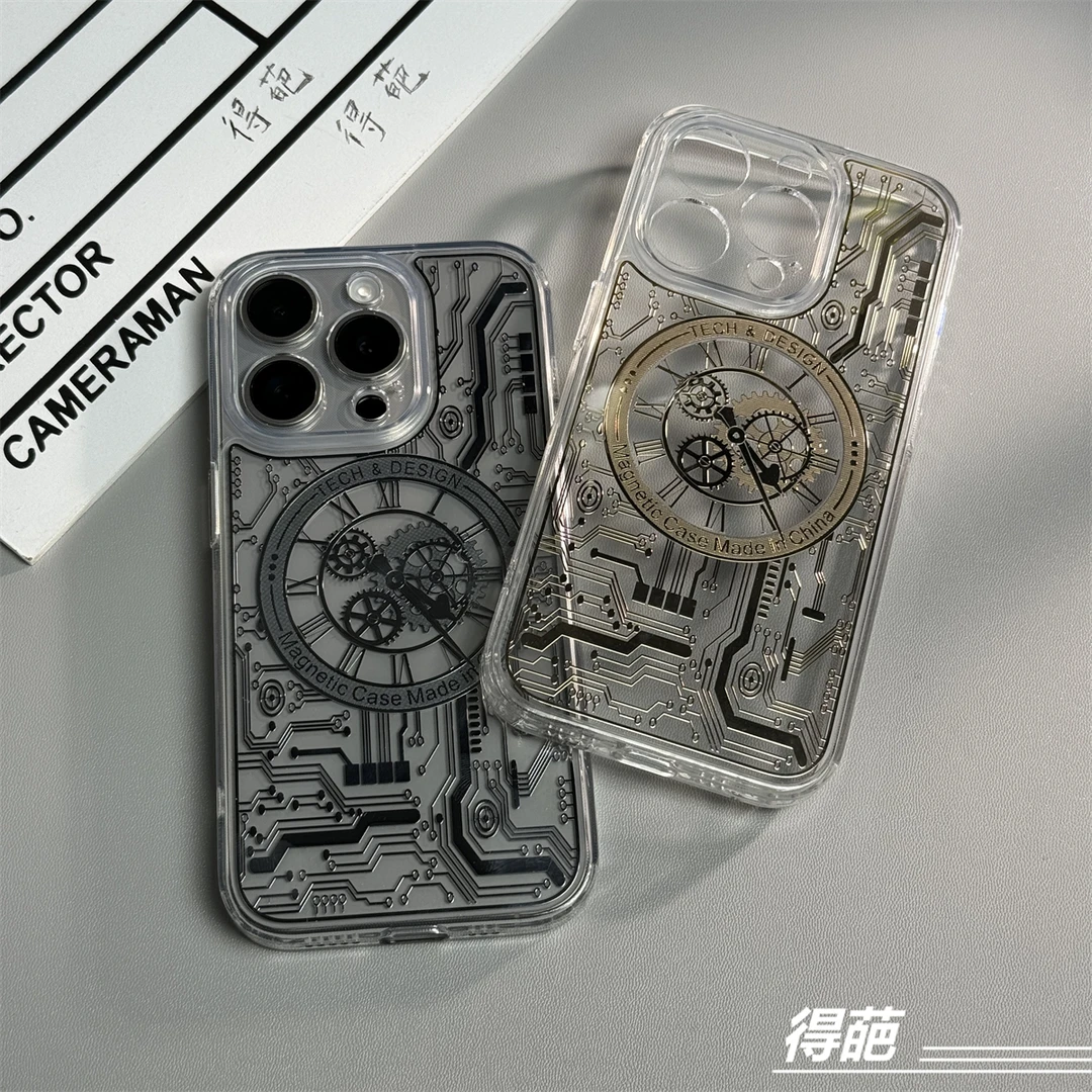 得葩新款透明机械苹果16promax磁吸手机壳iPhone15pro赛博朋克14